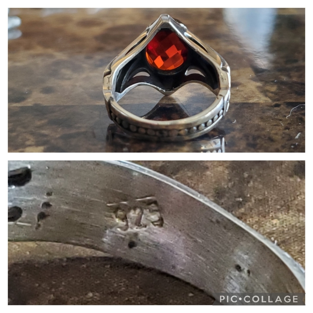Genuine 6ct Garnet Mens Ring Size 9 - Picture 6 of 8